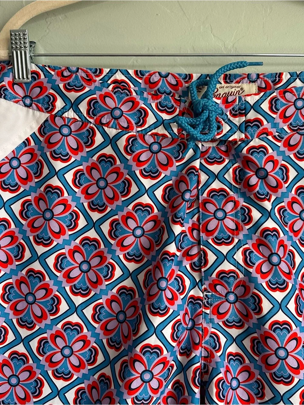 Original Penguin‎ Men’s Geo Floral Print Swim Trunk Board Shorts Size 36 EUC
